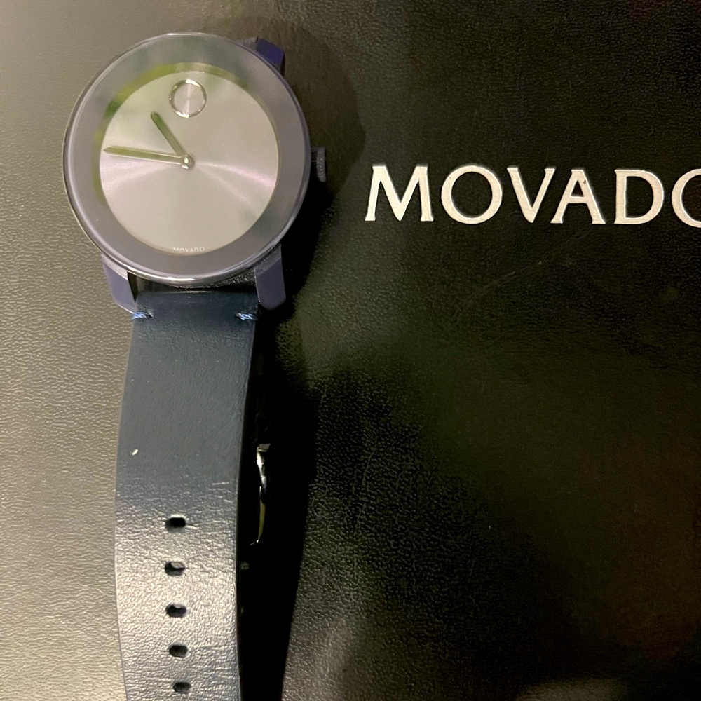 Movado Bold Leather Mens Watch 3600370 (Blue)